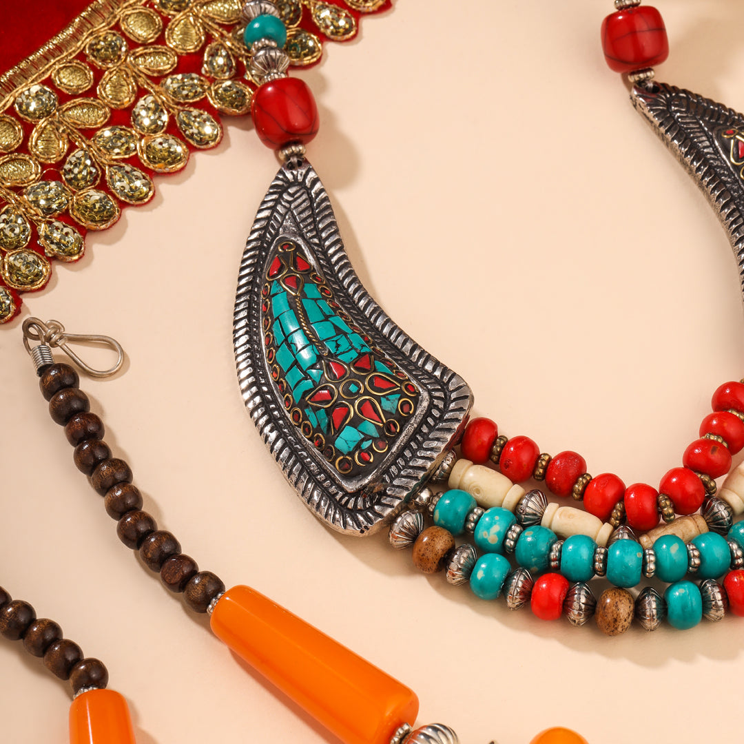 Resin Beaded Orange Necklace