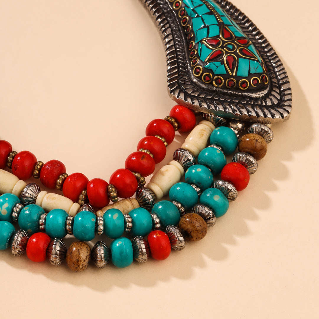 Resin Beaded Orange Necklace