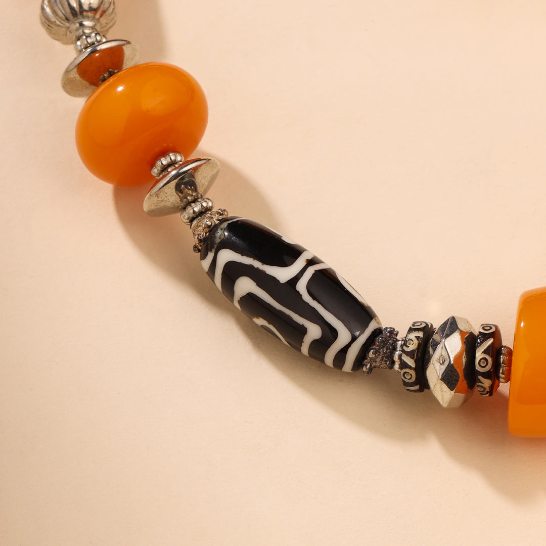 Resin Beaded Orange Necklace