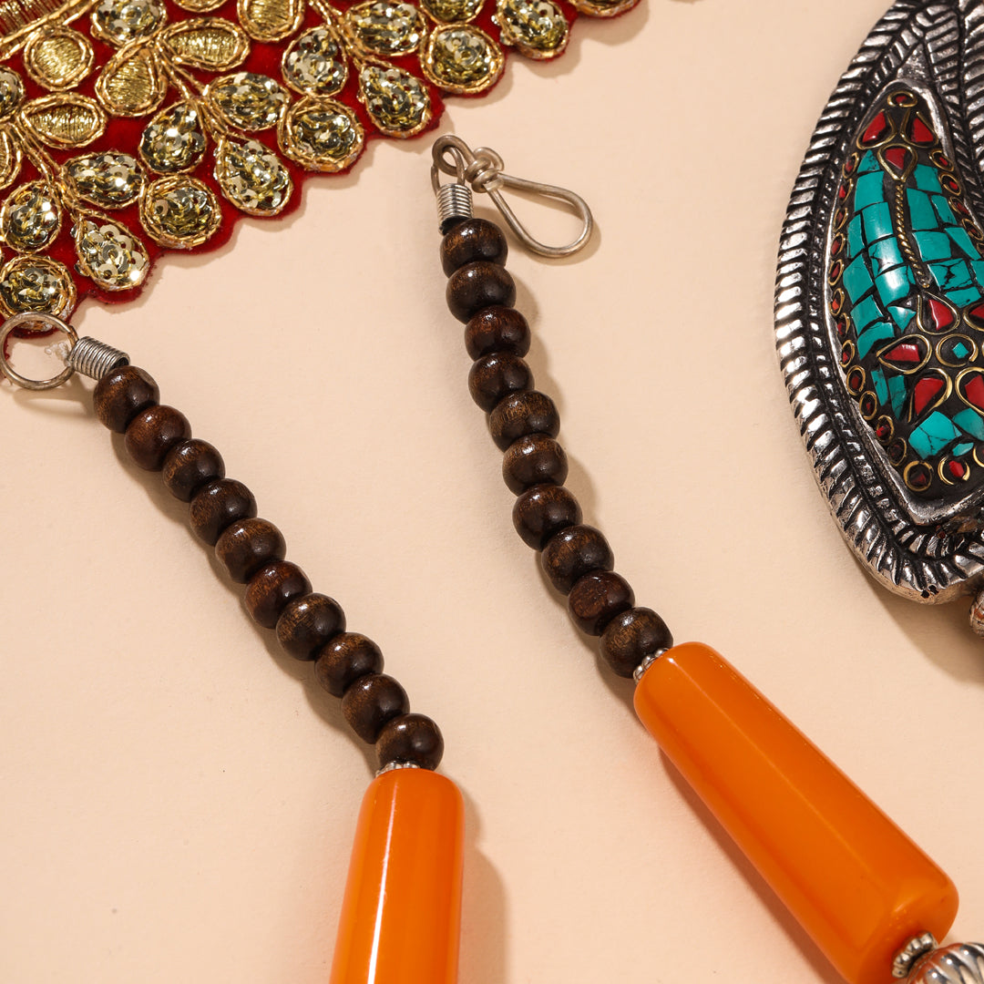 Resin Beaded Orange Necklace