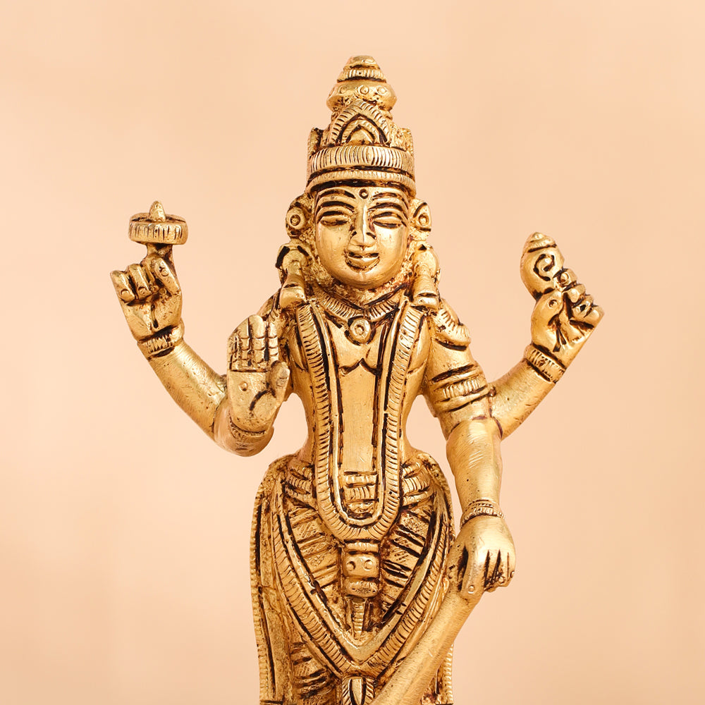 Brass Lord Vishnu Idol (7 Inch)