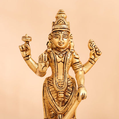 Brass Lord Vishnu Idol (7 Inch)