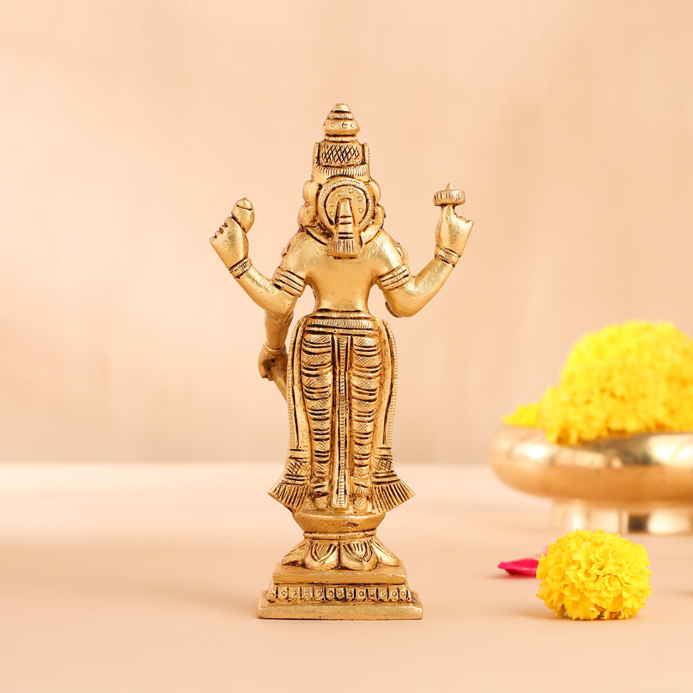 Brass Lord Vishnu Idol (7 Inch)