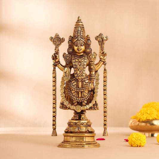 Brass Tirupati Balaji/Venkateshwar Idol (10.5 Inch)