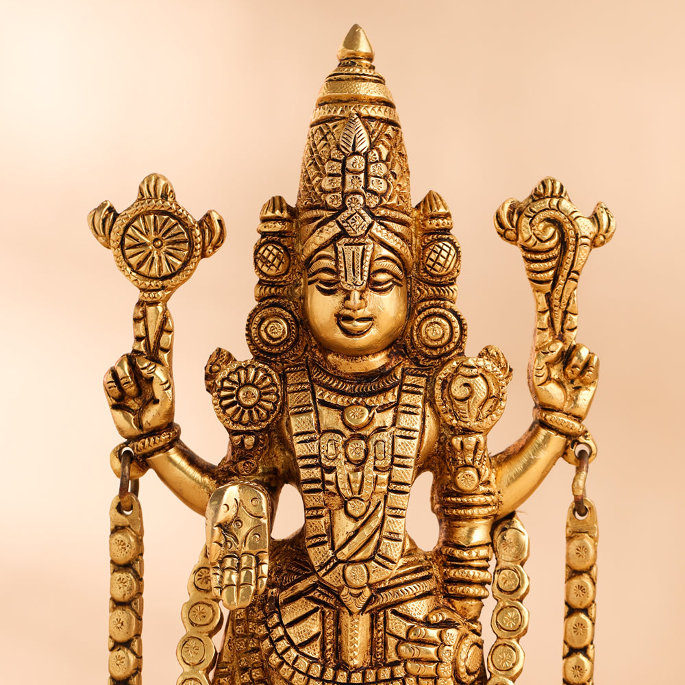 Brass Tirupati Balaji/Venkateshwar Idol (10.5 Inch)