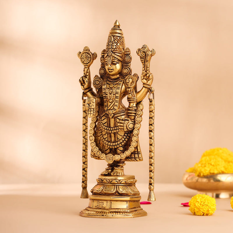 Brass Tirupati Balaji/Venkateshwar Idol (10.5 Inch)