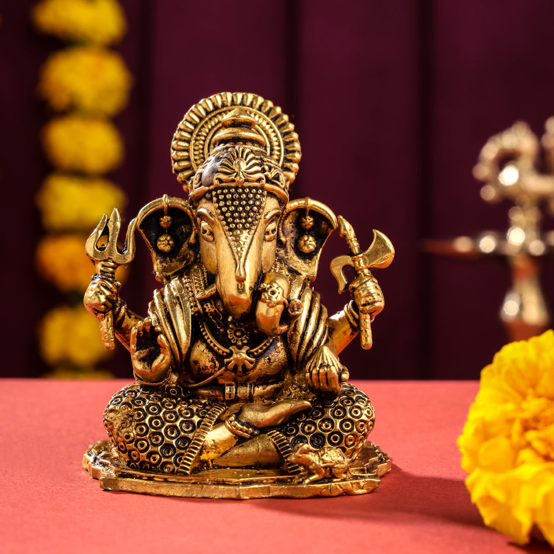 Brass Superfine Lord Ganesha Idol (3.5 Inch)