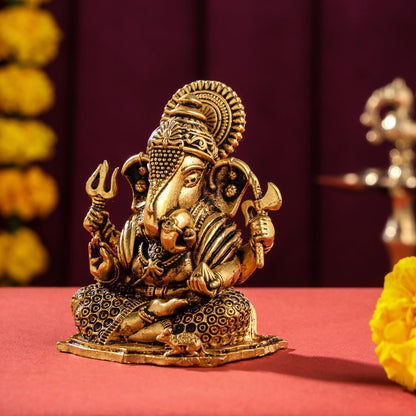 Brass Superfine Lord Ganesha Idol (3.5 Inch)