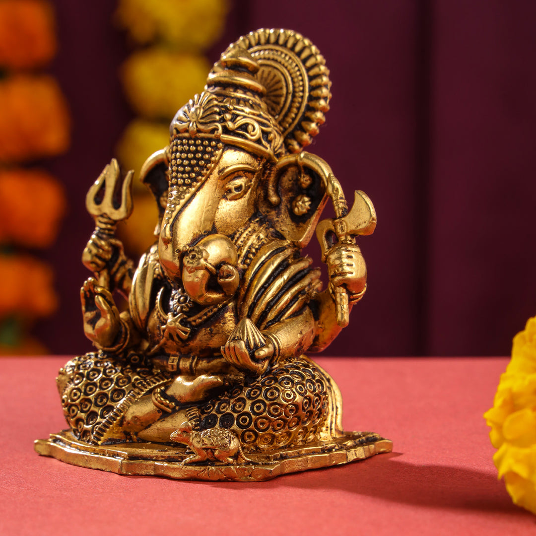 Brass Superfine Lord Ganesha Idol (3.5 Inch)