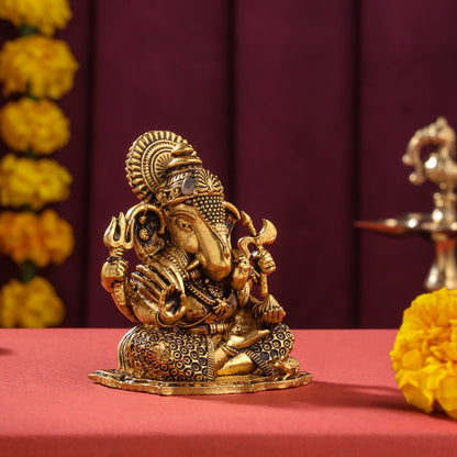 Brass Superfine Lord Ganesha Idol (3.5 Inch)