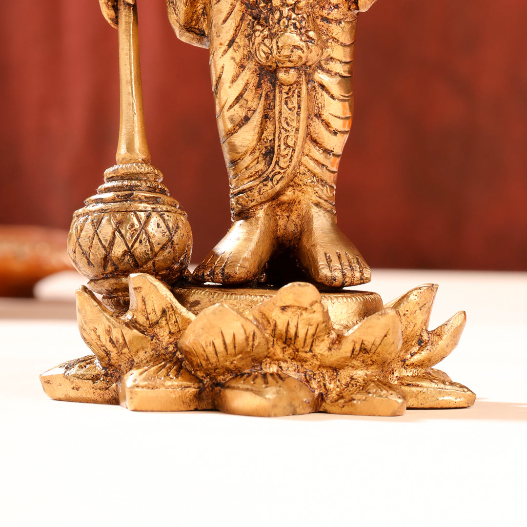 Brass Lord Vishnu Idol On Lotus (9 Inch)