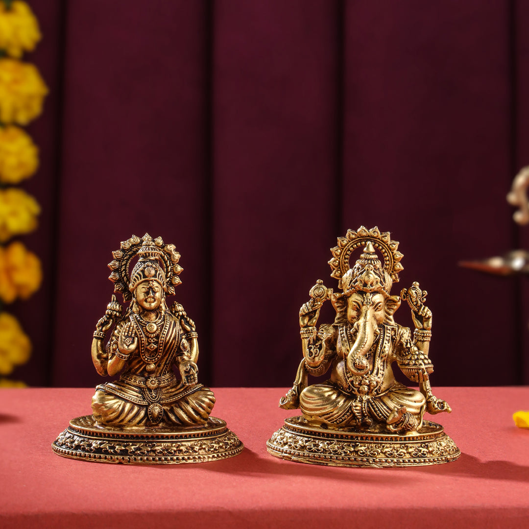 Brass Superfine Ganesha And Lakshmi set (2.5 Inch)