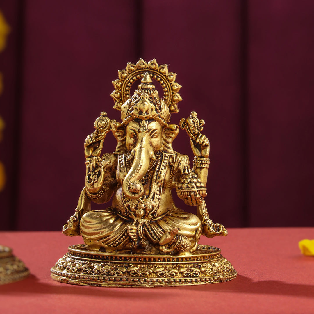 Brass Superfine Ganesha And Lakshmi set (2.5 Inch)