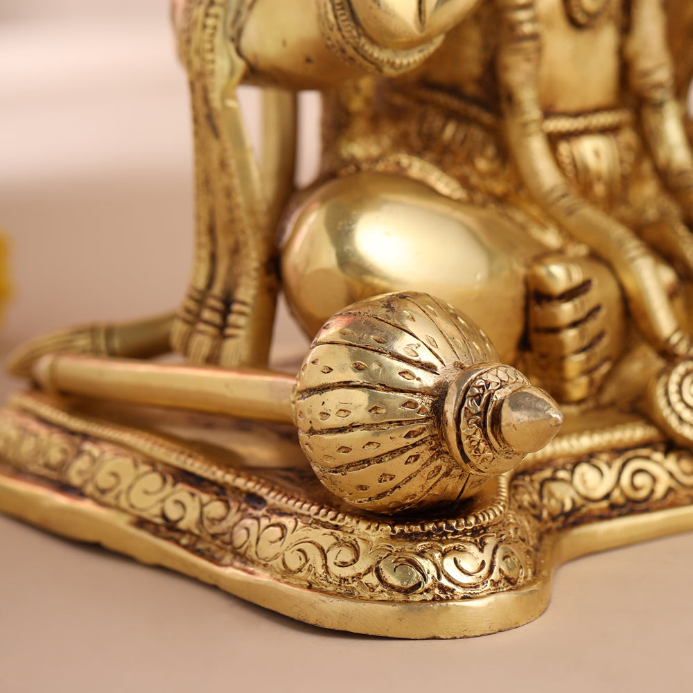 Brass Sitting Hanuman Statue (9.5 Inch)