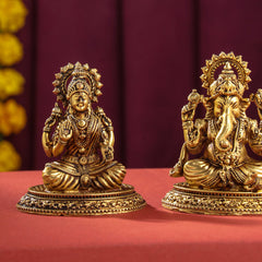 Brass Superfine Ganesha And Lakshmi set (2.5 Inch)