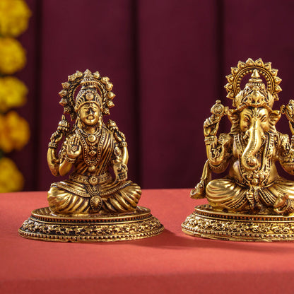 Brass Superfine Ganesha And Lakshmi set (2.5 Inch)