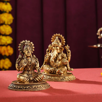 Brass Superfine Ganesha And Lakshmi set (2.5 Inch)