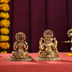 Brass Superfine Ganesha And Lakshmi set (2.5 Inch)