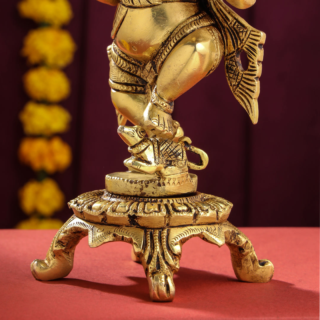 Brass Dancing Ganesha Idol (8 Inch)