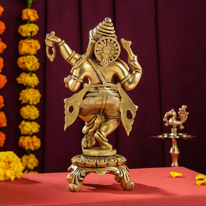 Brass Dancing Ganesha Idol (8 Inch)
