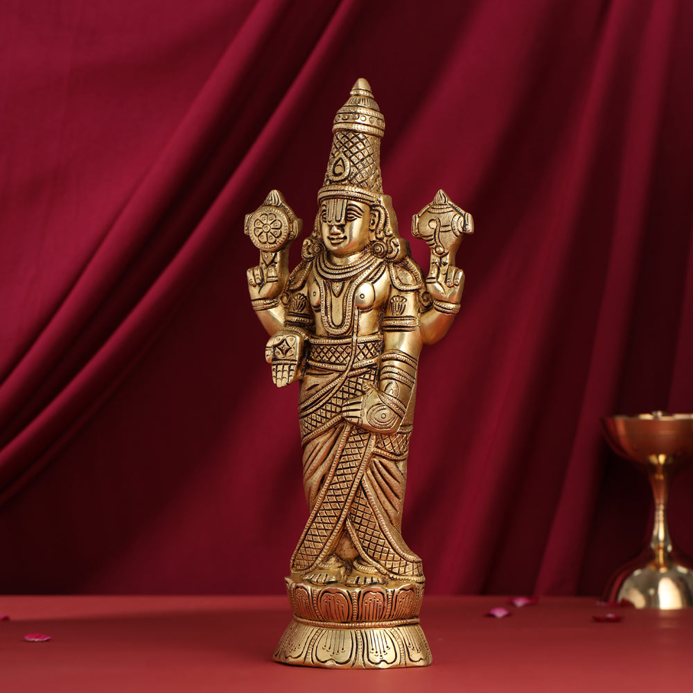 Brass Tirupati Balaji/Venkateshwar Idol Wall Hanging (15.5 Inch)