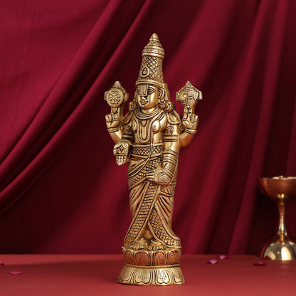 Brass Tirupati Balaji/Venkateshwar Idol Wall Hanging (15.5 Inch)