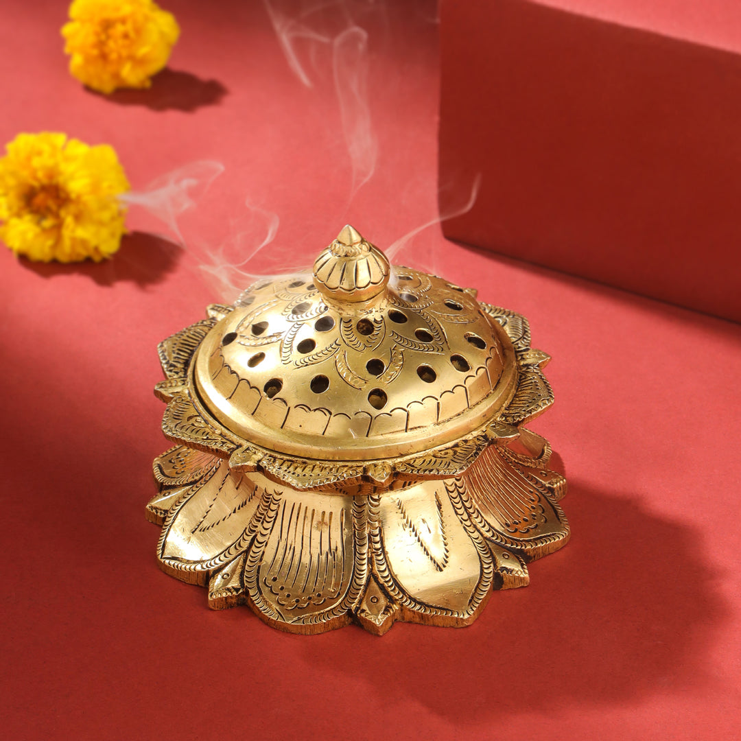 Brass Dhoop Dani & Incense Holder (3.8 Inch)