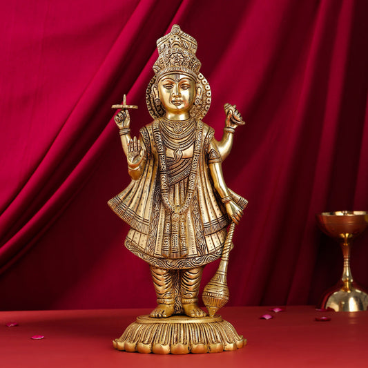 Brass Standing Lord Vishnu Statue (17.5 Inch)