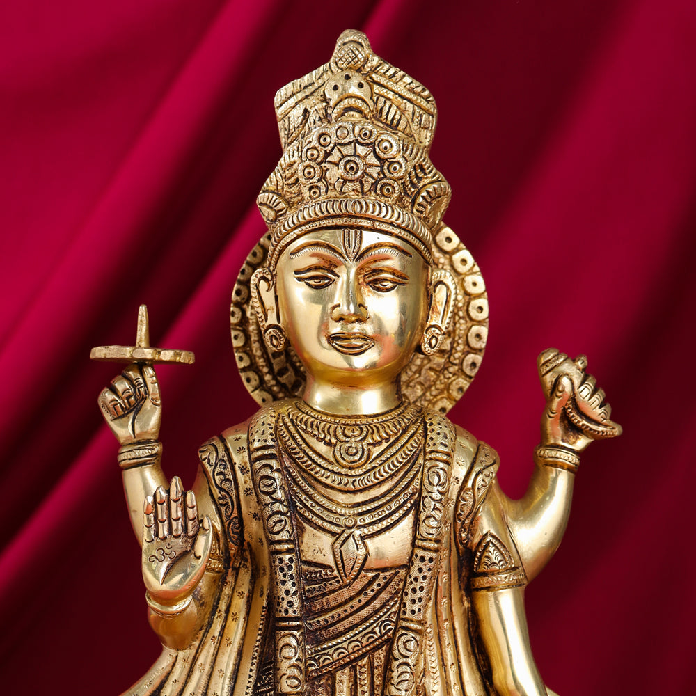 Brass Standing Lord Vishnu Statue (17.5 Inch)