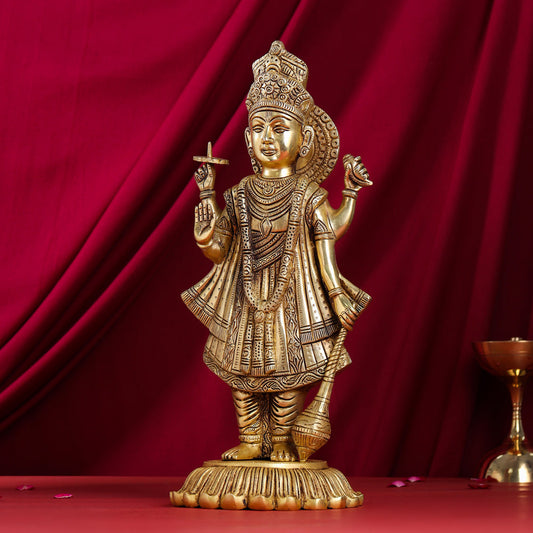 Brass Standing Lord Vishnu Statue (17.5 Inch)