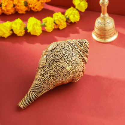 Brass Lord Ganesha Conch (4 Inch)