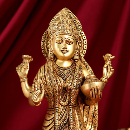 Brass Standing Goddess Lakshmi Statue (17.5 Inch)