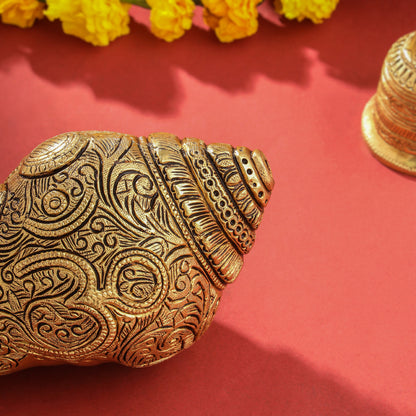 Brass Lord Ganesha Conch (4 Inch)
