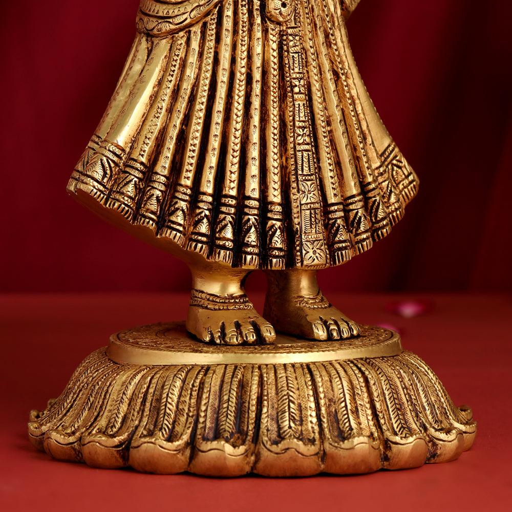 Brass Standing Goddess Lakshmi Statue (17.5 Inch)