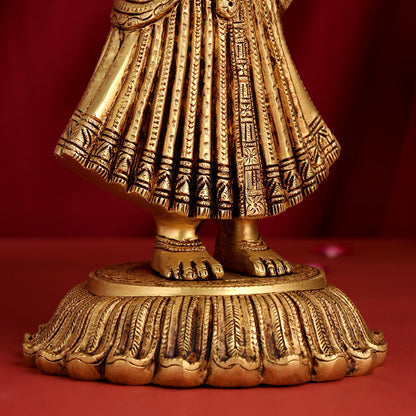 Brass Standing Goddess Lakshmi Statue (17.5 Inch)