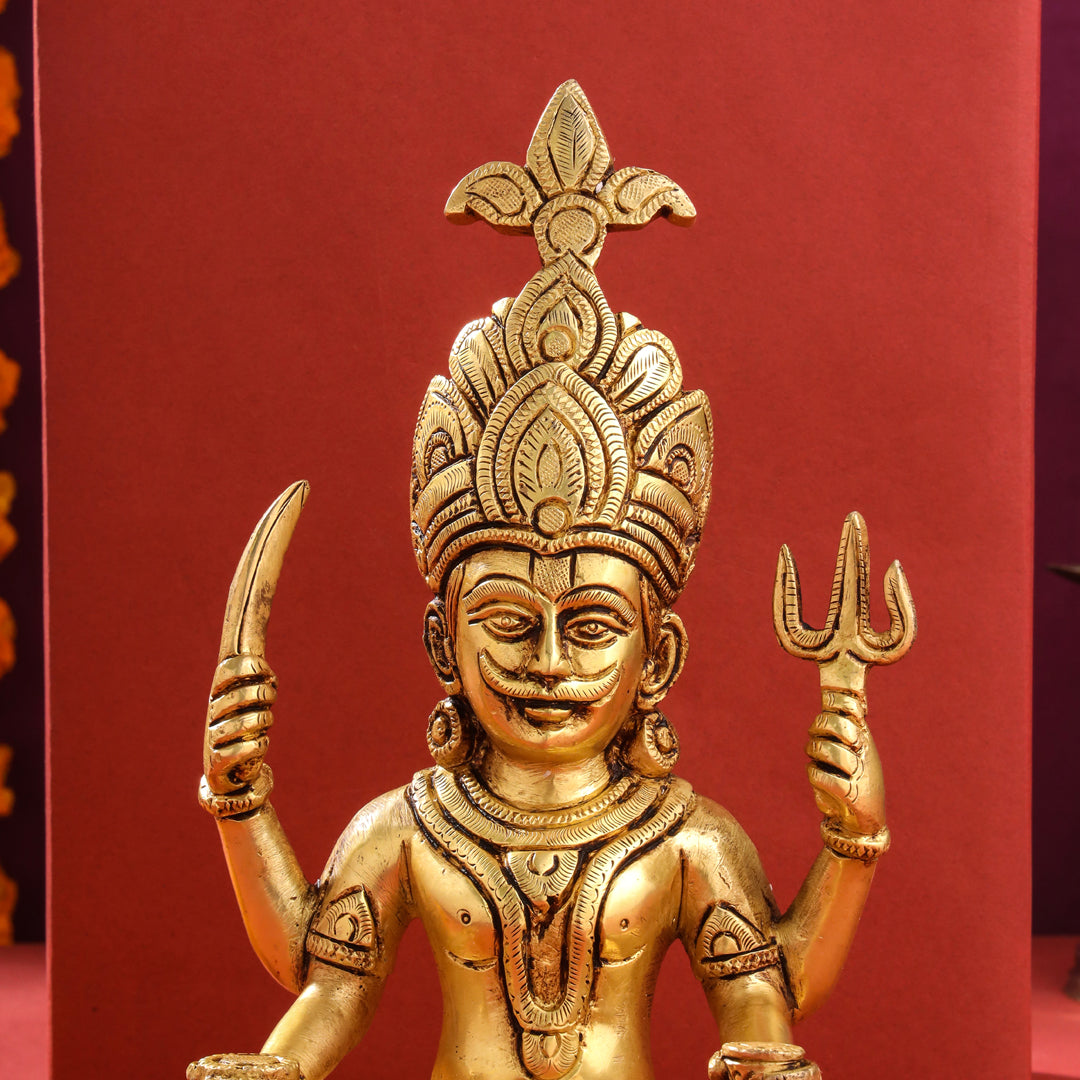 Brass Nakoda Bhairav Idol (9 Inch)