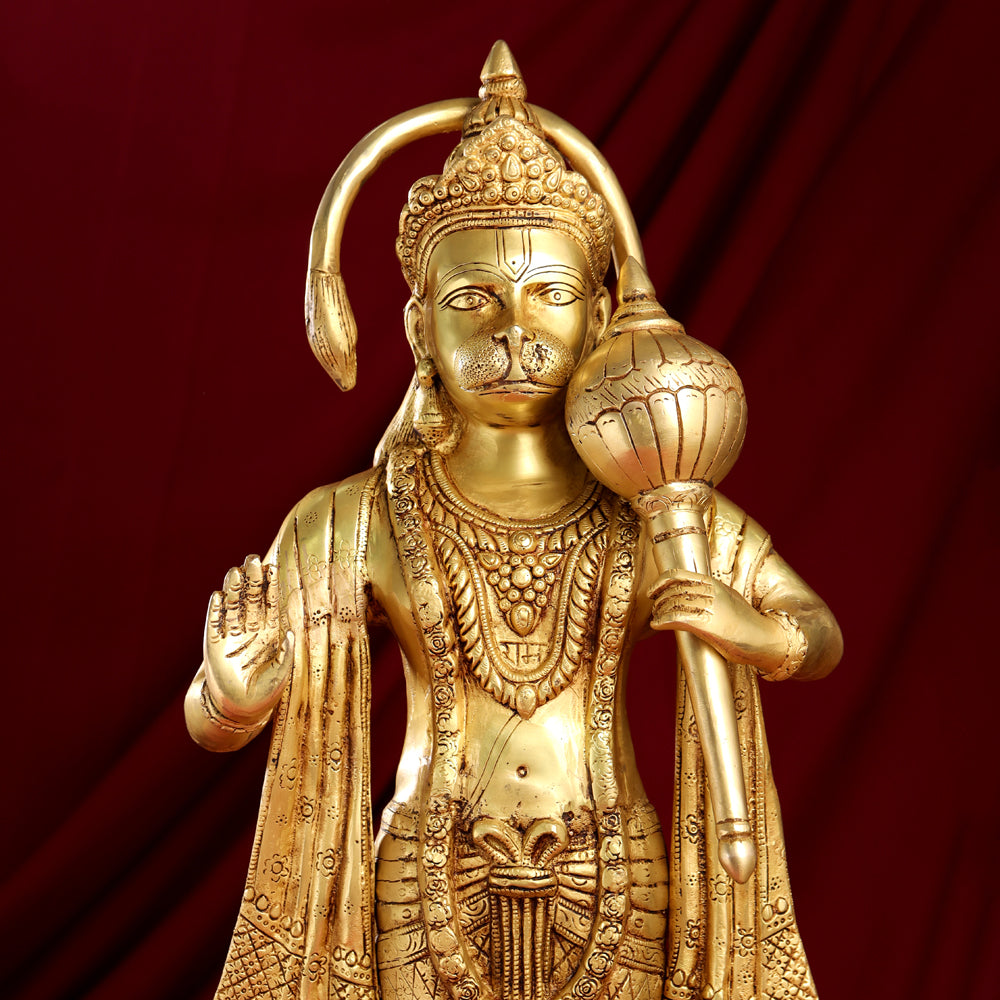 Brass Standing Hanuman Statue (27 Inch)