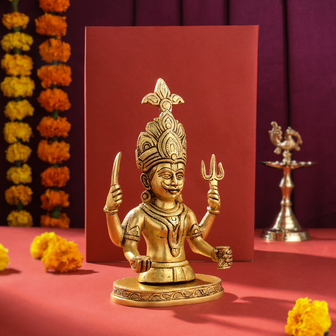 Brass Nakoda Bhairav Idol (9 Inch)