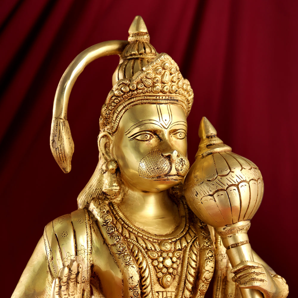 Brass Standing Hanuman Statue (27 Inch)
