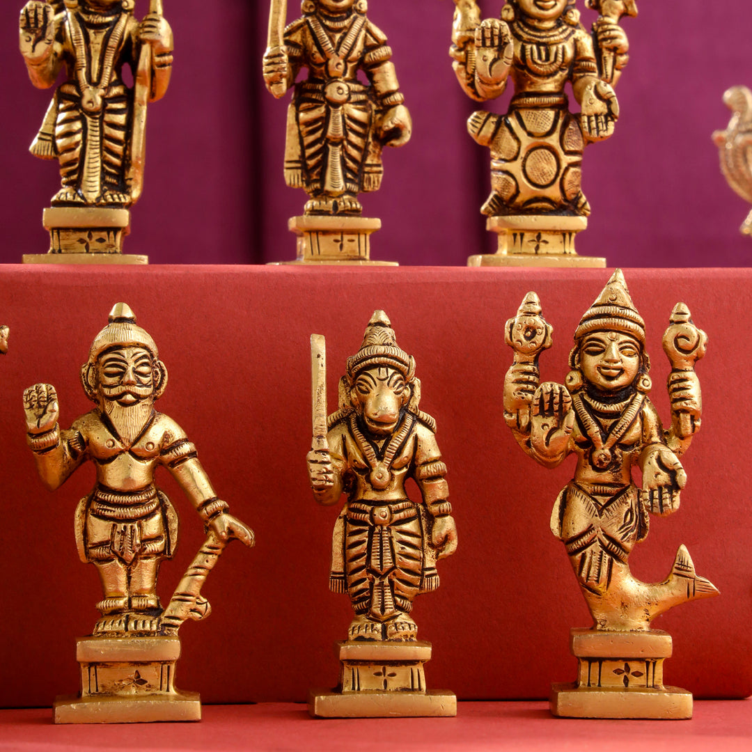 Brass Superfine Dashavatara / Vishnu Avatar Statue Set (3.5 Inch)