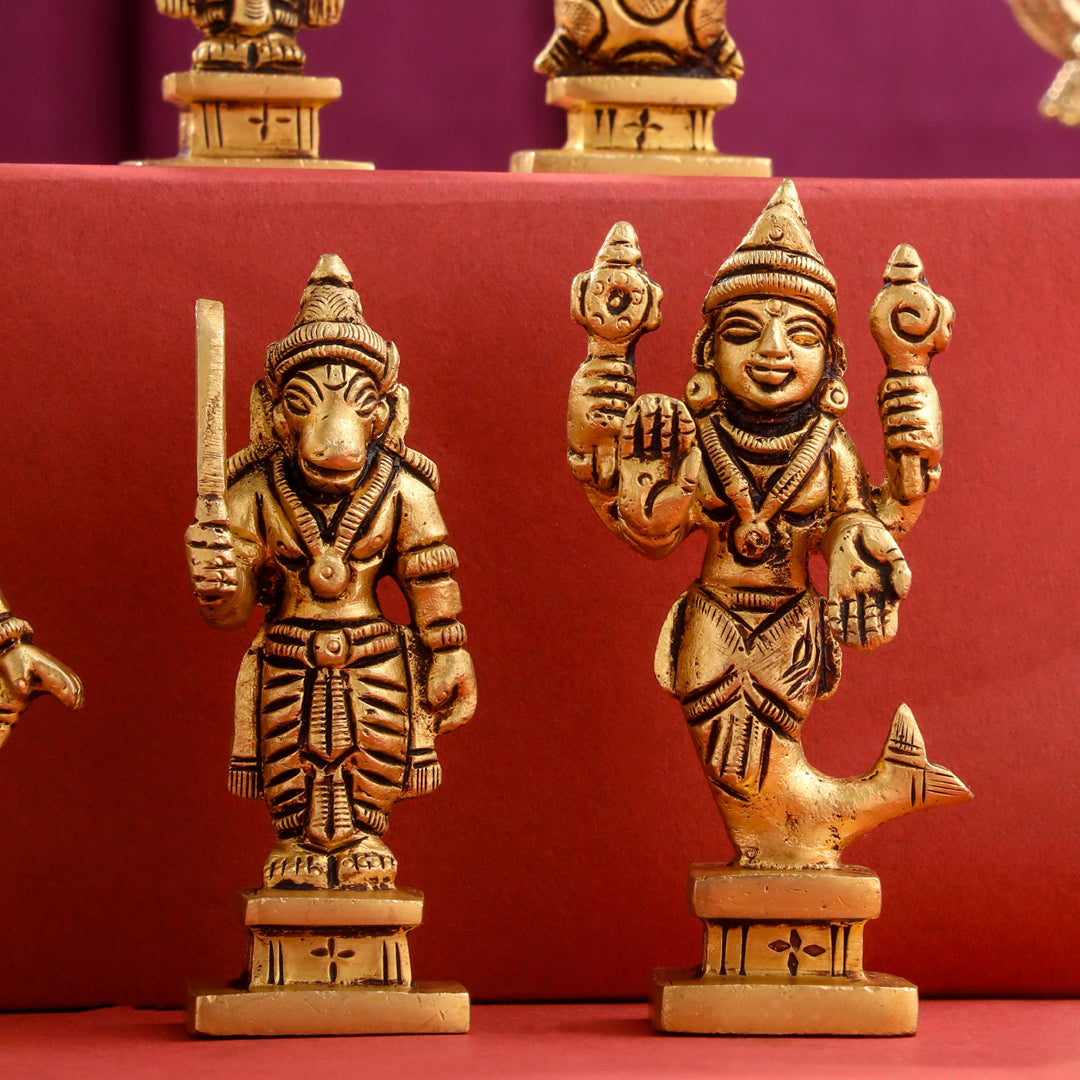 Brass Superfine Dashavatara / Vishnu Avatar Statue Set (3.5 Inch)