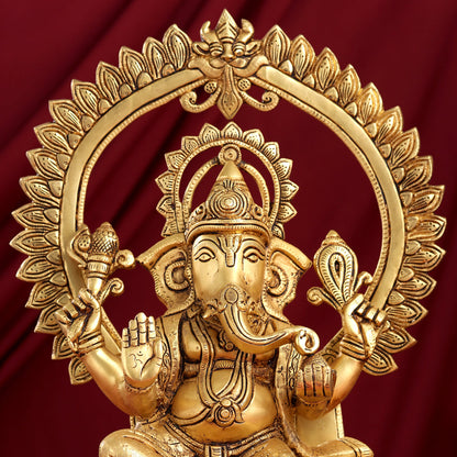 Brass Ganesha On Throne Idol (17 Inch)