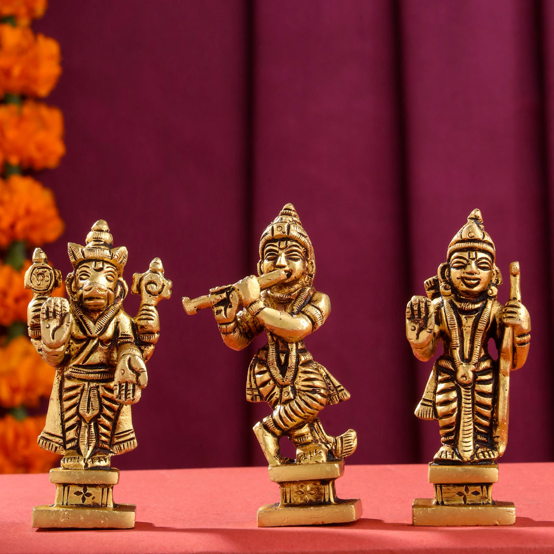 Brass Superfine Dashavatara / Vishnu Avatar Statue Set (3.5 Inch)
