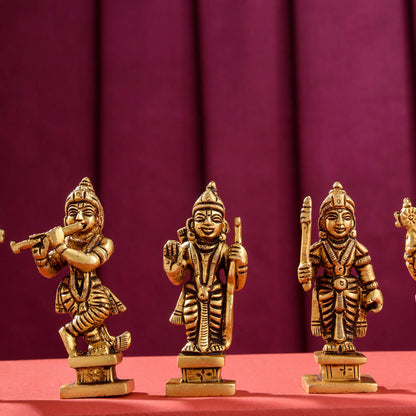 Brass Superfine Dashavatara / Vishnu Avatar Statue Set (3.5 Inch)