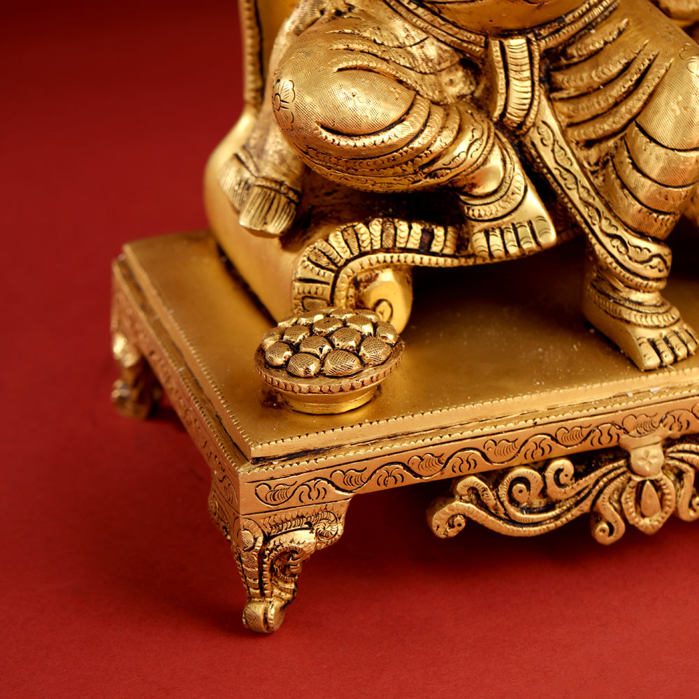 Brass Ganesha On Throne Idol (17 Inch)