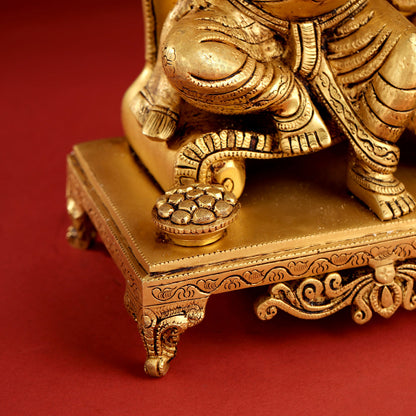 Brass Ganesha On Throne Idol (17 Inch)