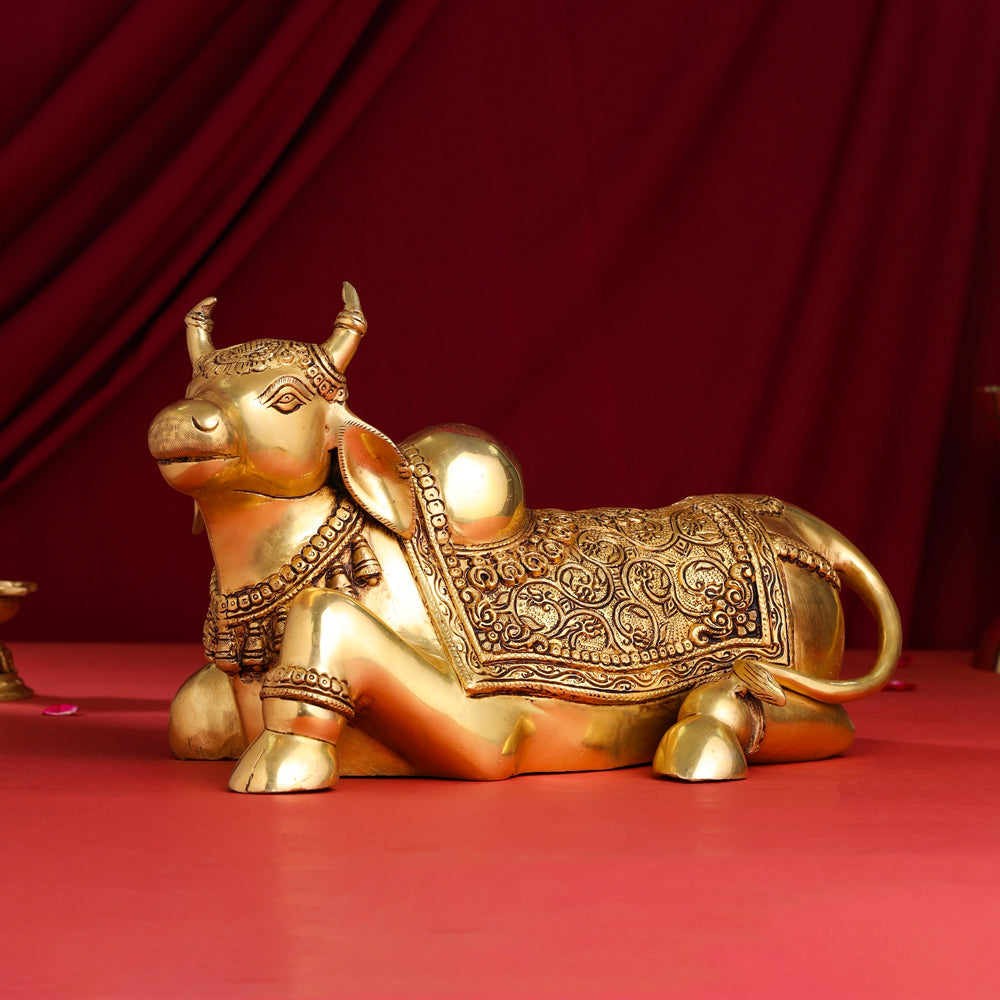 Brass Majestic Nandi Idol (9 Inch)