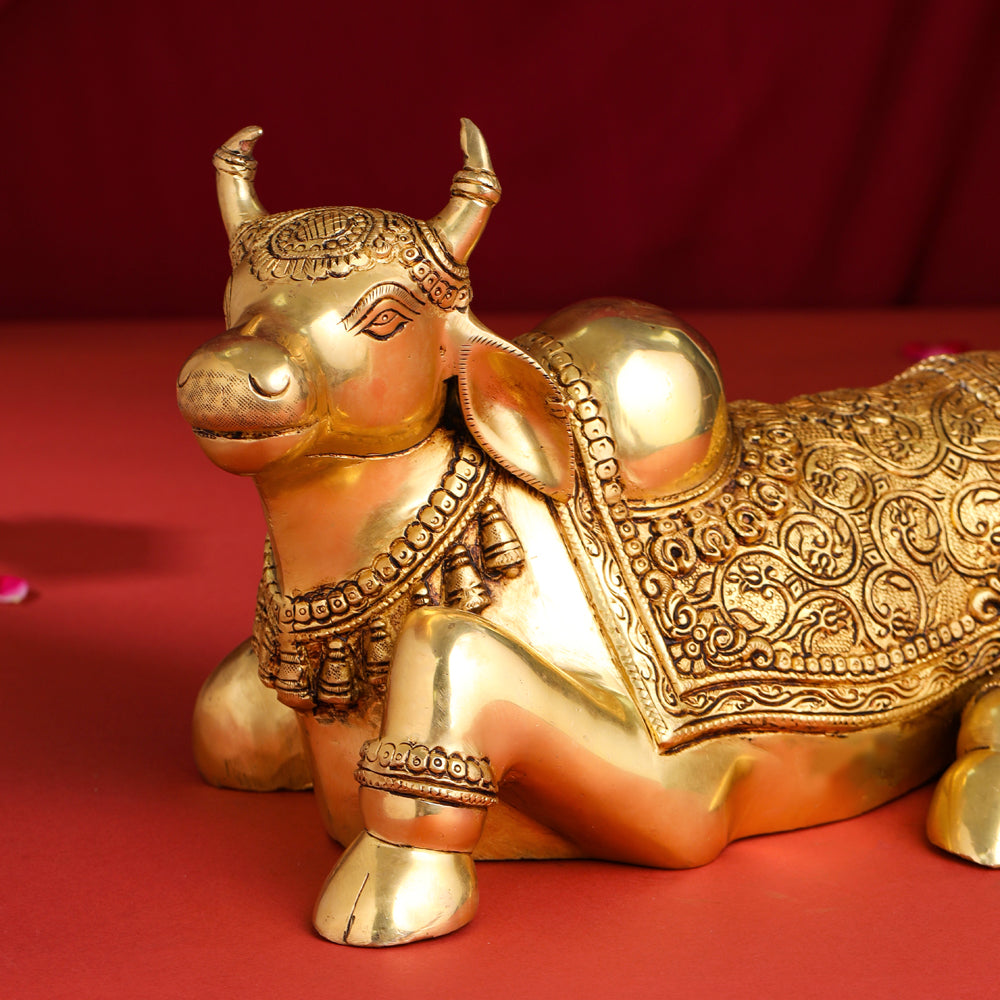 Brass Majestic Nandi Idol (9 Inch)