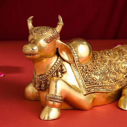 Brass Majestic Nandi Idol (9 Inch)