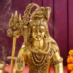 Brass Sitting Lord Shiva Statue (15 Inch)